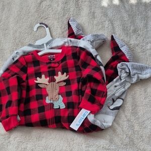 Carter's Red and Black Plaid Baby Onesie with Moose